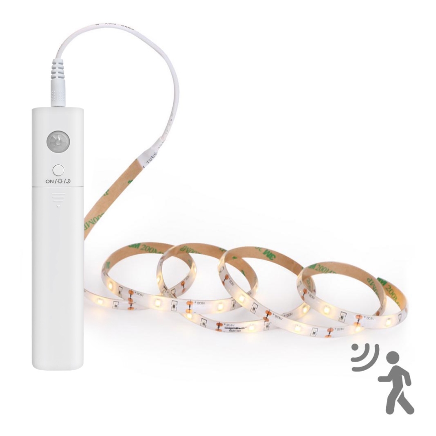 Aigostar - Ruban avec un détecteur 1m LED/2W/4xAAA 3000K IP65