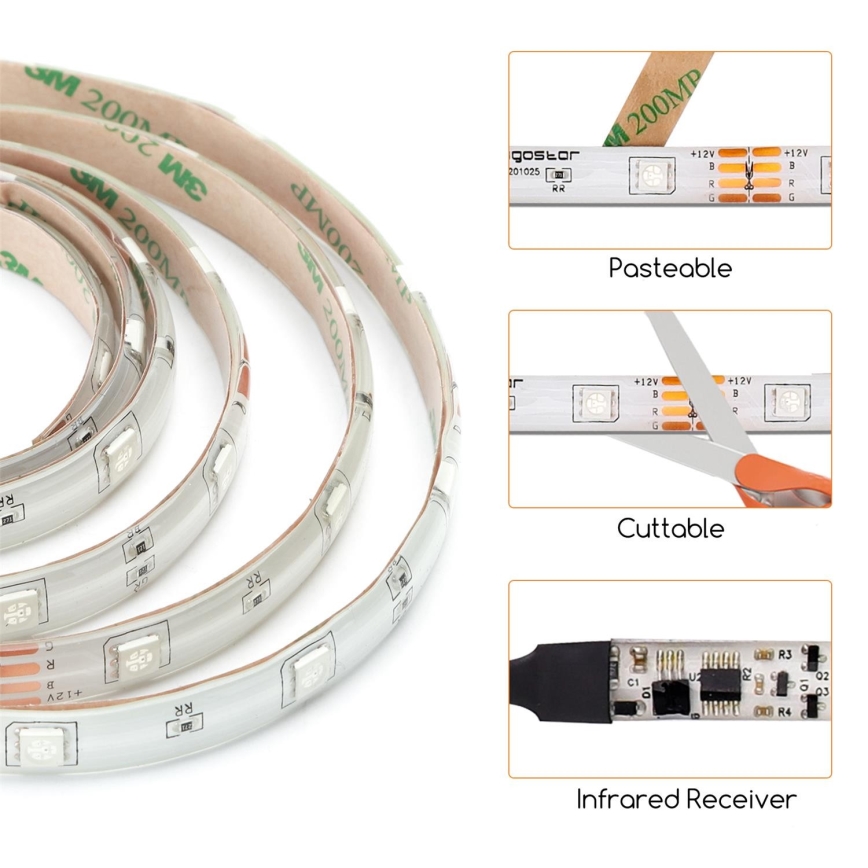 Aigostar - Ruban d'extérieur à intensité variable LED RGB LED/24W/12/230V IP65 + télécommande