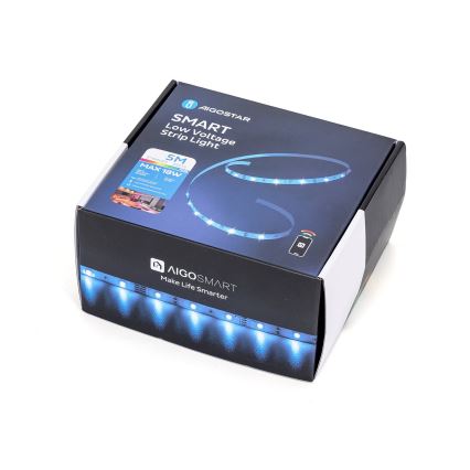 Aigostar - Ruban RGBW à intensité variable LED/18W/12V 2x5 m Wi-Fi