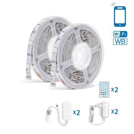 Aigostar - Ruban RGBW à intensité variable LED/18W/12V 2x5 m Wi-Fi