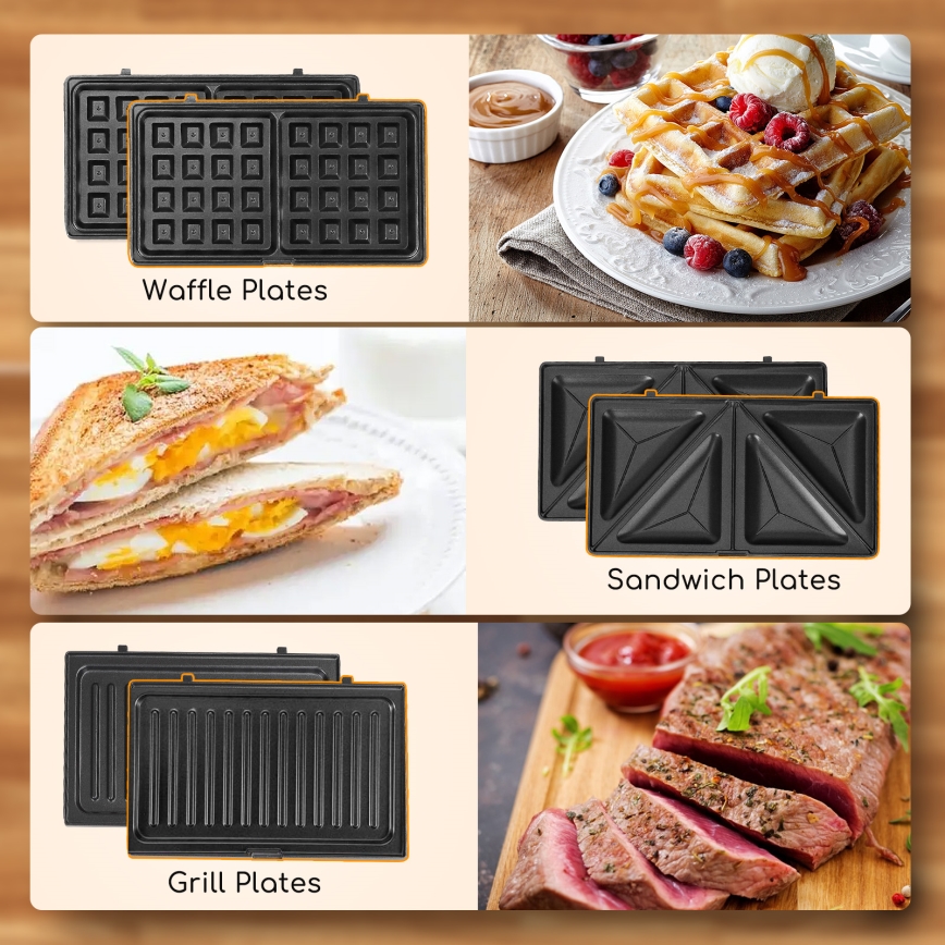 Aigostar - Sandwich maker 800W/230V zwart