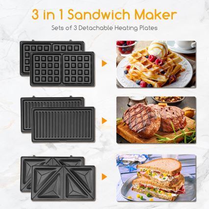Aigostar - Sandwich maker 800W/230V zwart