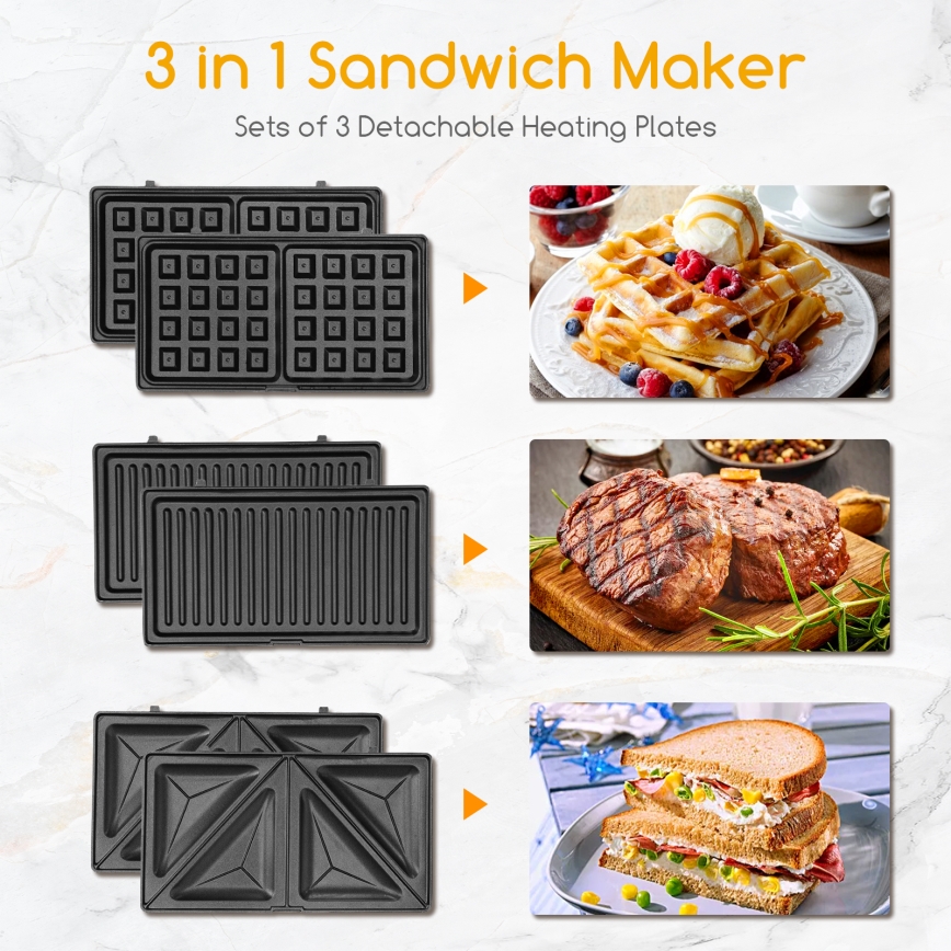 Aigostar - Sandwich maker 800W/230V zwart