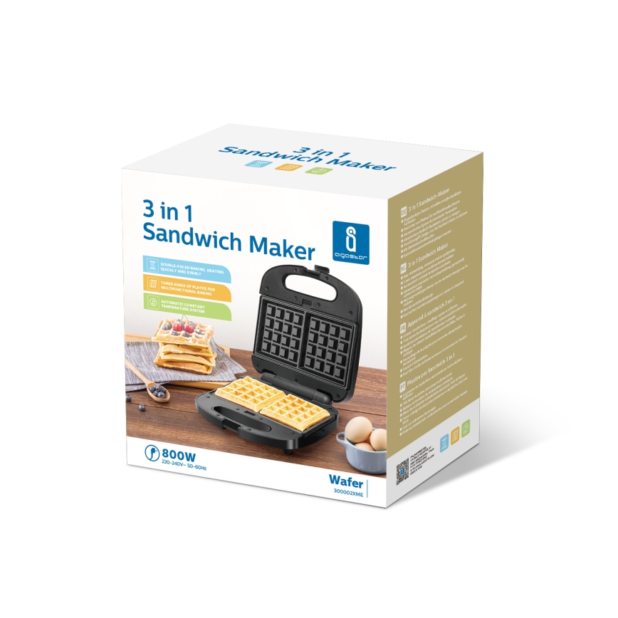Aigostar - Sandwich maker 800W/230V zwart