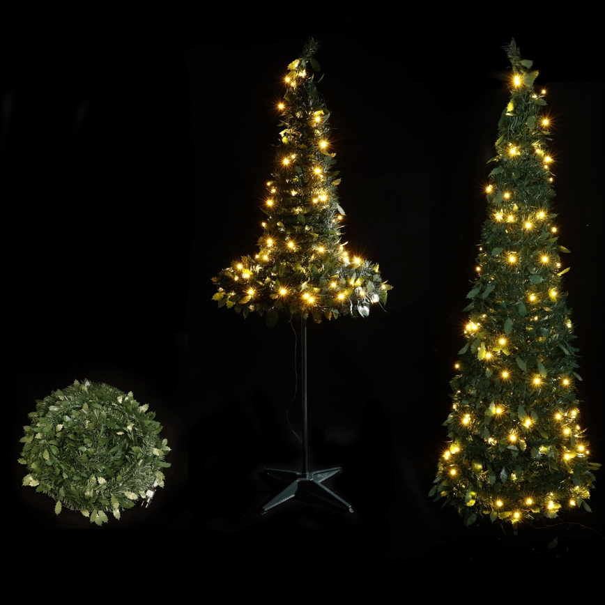 Aigostar - Arbre de Noël LED d'extérieur 80 LED 1,2 m IP44 vert, blanc chaud