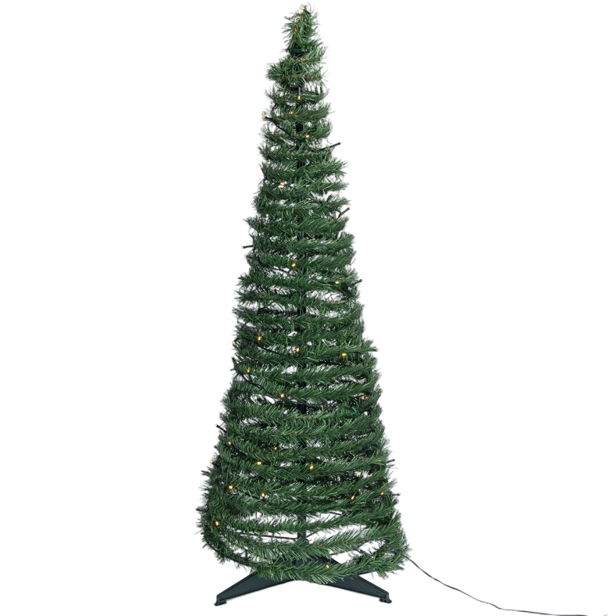 Aigostar - Arbre de Noël LED d'extérieur 80 LED 1,2 m IP44 vert, blanc chaud