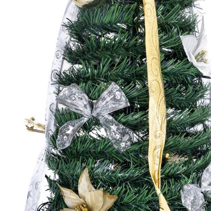 Aigostar - Sapin de Noël LED d'extérieur, 80 LED, 1,2 m, IP44, blanc/or, blanc froid
