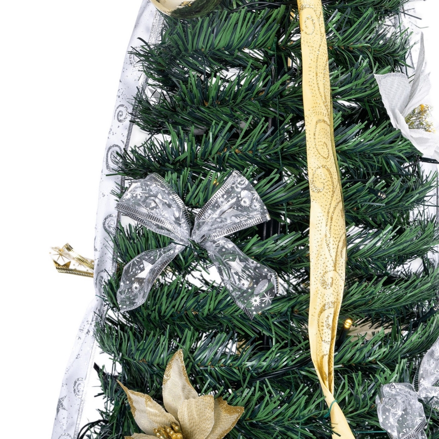 Aigostar - Sapin de Noël LED d'extérieur, 80 LED, 1,2 m, IP44, blanc/or, blanc froid