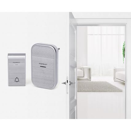 Aigostar - SET 2x Draadloze deurbel met stekker 230V/12V IP44 zilver