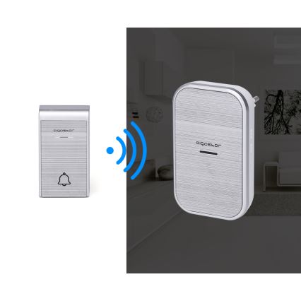 Aigostar - SET 2x Draadloze deurbel met stekker 230V/12V IP44 zilver