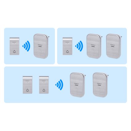 Aigostar - SET 2x Draadloze deurbel met stekker 230V/12V IP44 zilver