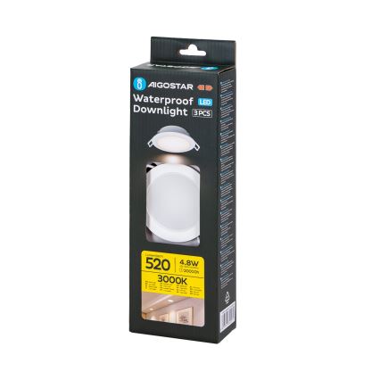 Aigostar - SET 3x Hangende LED plafondverlichting voor buiten LED/4,8W/230V 3000K IP65 wit