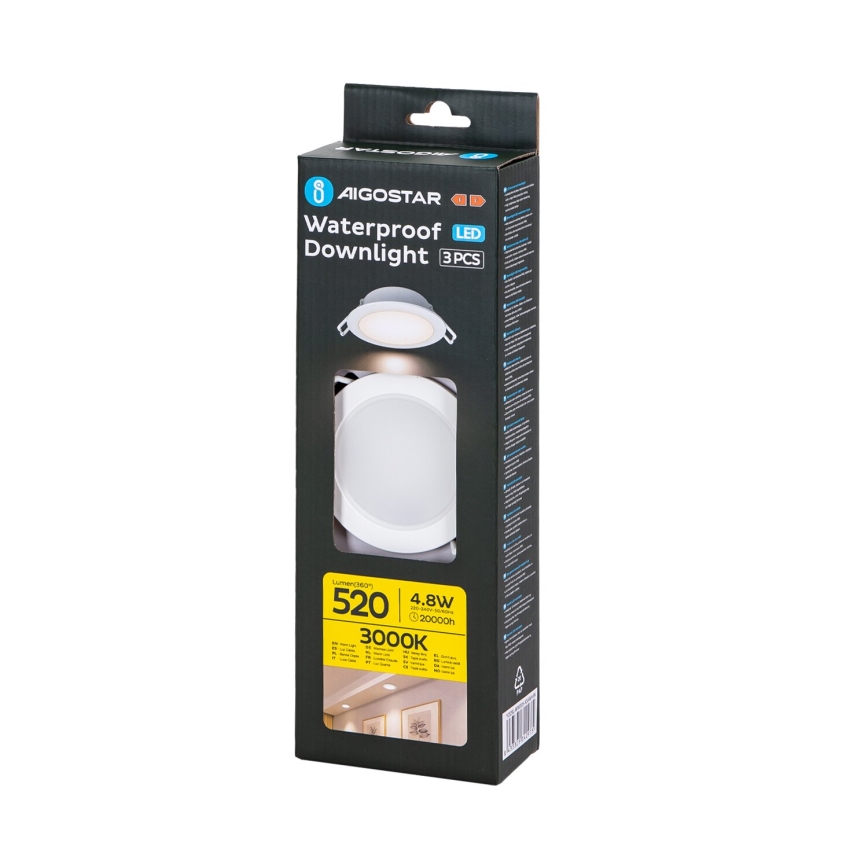 Aigostar - SET 3x Hangende LED plafondverlichting voor buiten LED/4,8W/230V 3000K IP65 wit