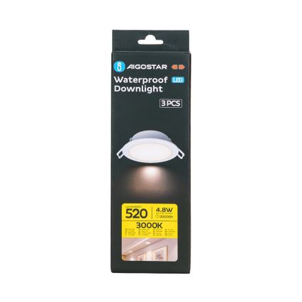 Aigostar - SET 3x Hangende LED plafondverlichting voor buiten LED/4,8W/230V 3000K IP65 wit