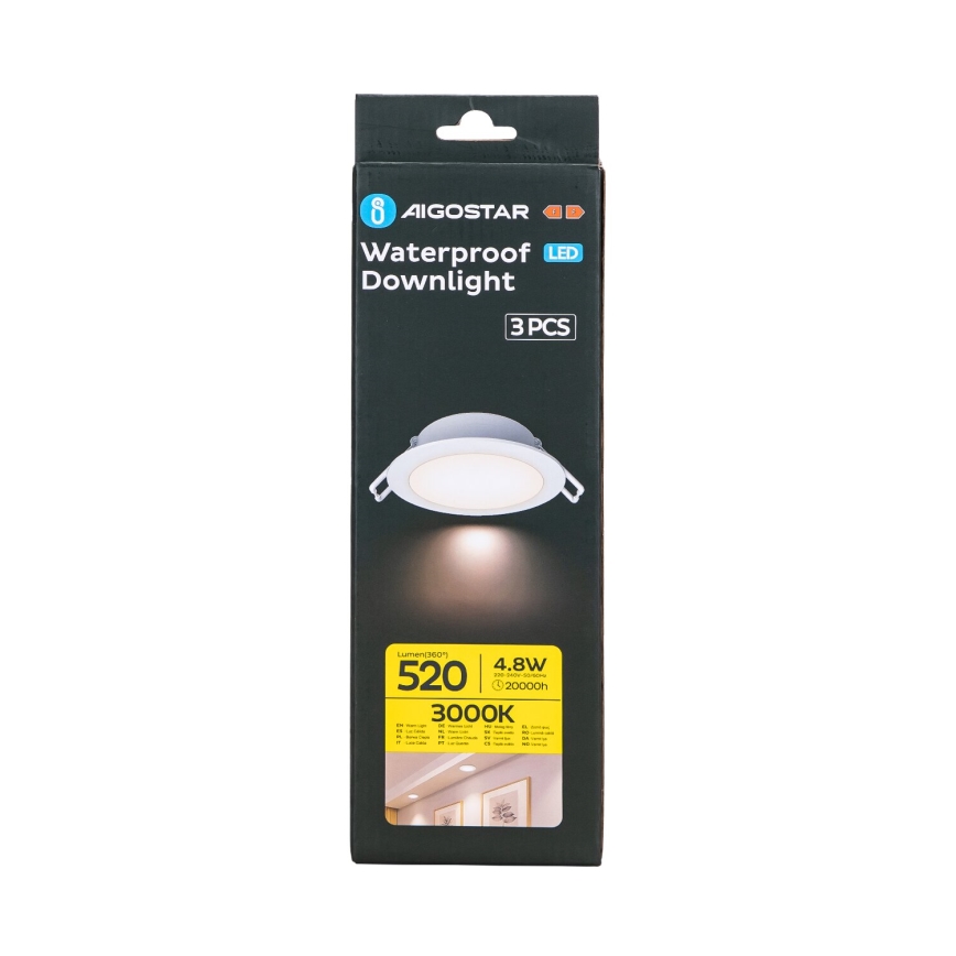 Aigostar - SET 3x Hangende LED plafondverlichting voor buiten LED/4,8W/230V 3000K IP65 wit