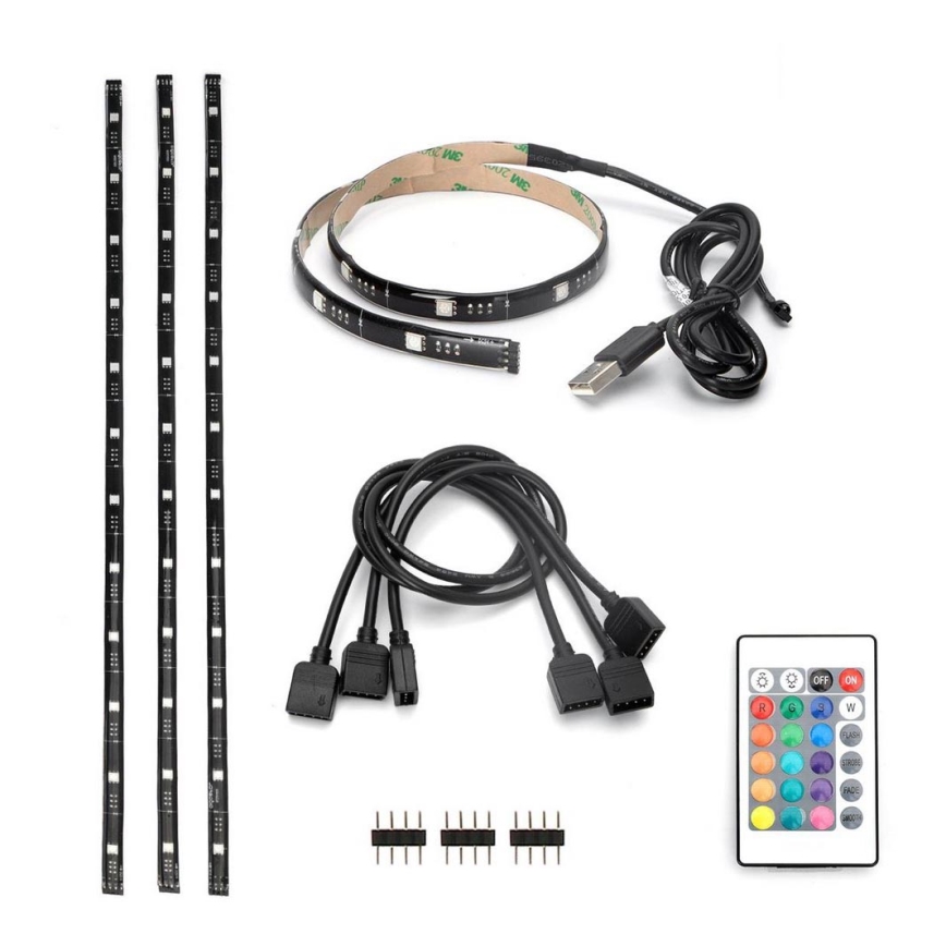 Aigostar - SET 4x Dimbare LED RGB Strip 0,5m LED/2,5W/5V IP65 + AB