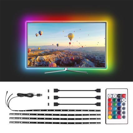 Aigostar - SET 4x Ruban à intensité variable LED RGB 0,5m LED/2,5W/5V IP65 + Télécommande