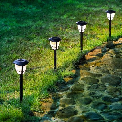 Aigostar - set van 12 LED-zonnelampen LED/0,06W/2V 33,8 cm 6500K 100 mAh IP44 zwart