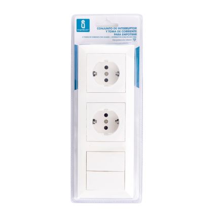 Aigostar - SET van 2x Stopcontact met schakelaar 2x16A/250V SCHUKO