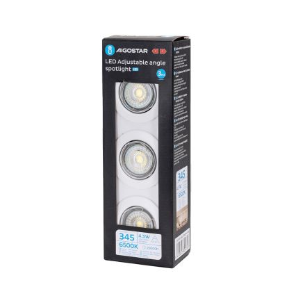 Aigostar - Set van 3 LED-inbouwspots 1x GU10/4,5W/230V 6500K wit