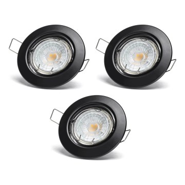 Aigostar - set van 3 LED-inbouwspots 1xGU10/4,5W/230V 3000K zwart