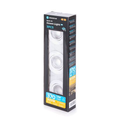 Aigostar - Set van 3 LED-inbouwspots 5W/230V 3000K Ø 8,5 cm wit