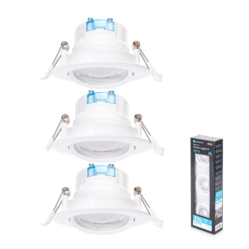 Aigostar - Set van 3 LED inbouwspots LED/5W/230V 6500K Ø 8,5 cm wit