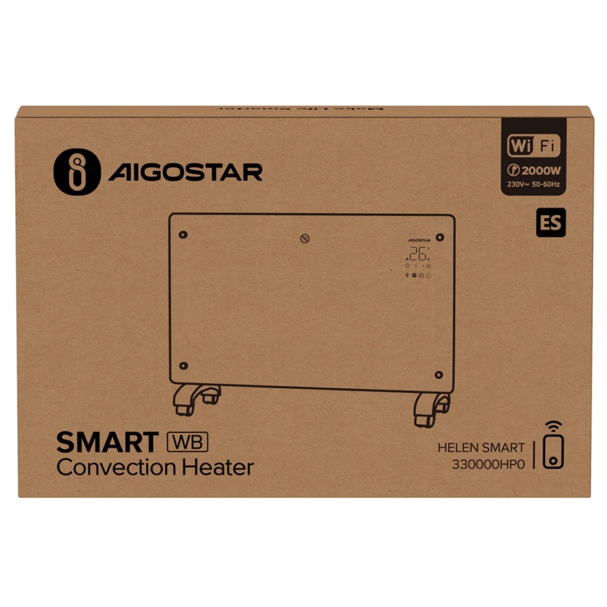 Aigostar - Slimme elektrische kachel/convector 2000W Wi-Fi