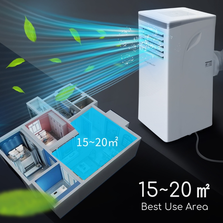 Aigostar - Slimme mobiele airco 3-in-1 1003W/230V 9000 BTU Wi-Fi wit + afstandsbediening