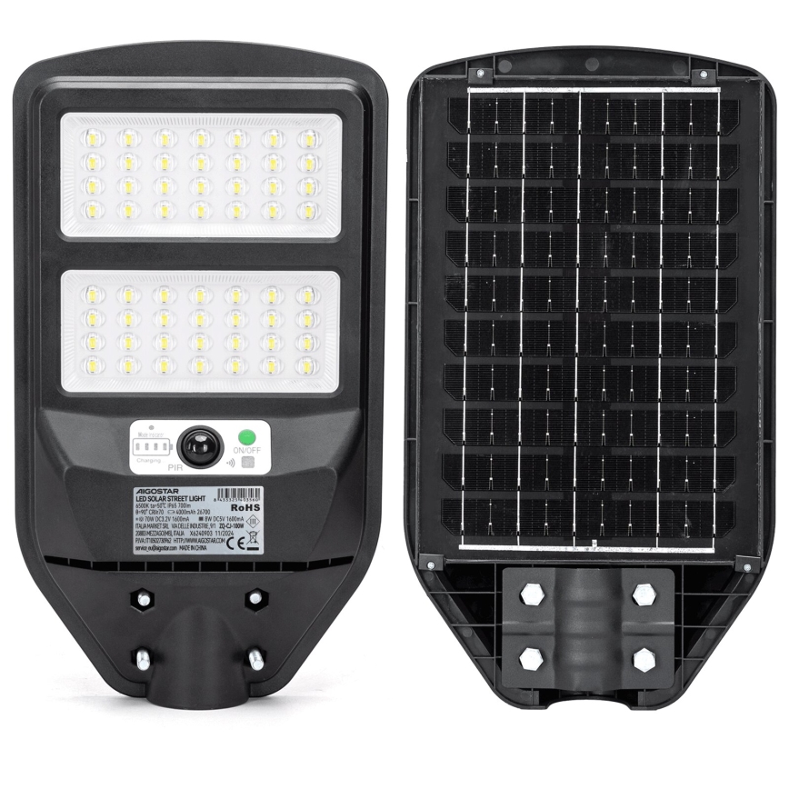 Aigostar - Solar LED Straatlamp met sensor LED/70W/3,2V 4000mAh IP65 6500K + afstandsbediening