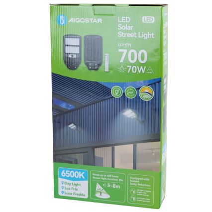 Aigostar - Solar LED Straatlamp met sensor LED/70W/3,2V 4000mAh IP65 6500K + afstandsbediening