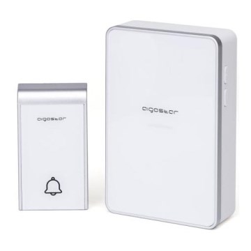 Aigostar - Sonnette sans fil 3xAA/12V IP44 blanc/argent