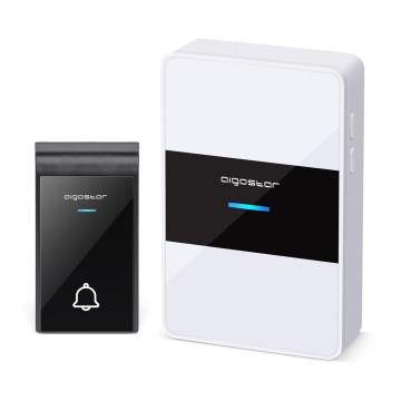 Aigostar - Sonnette sans fil 3xAA/12V IP44 noir/blanc