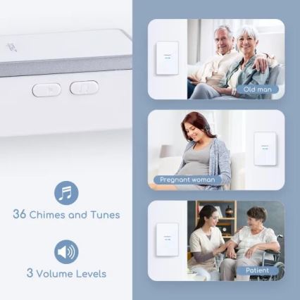 Aigostar - Sonnette sans fil 3xAA/12V IP44 blanc/argent