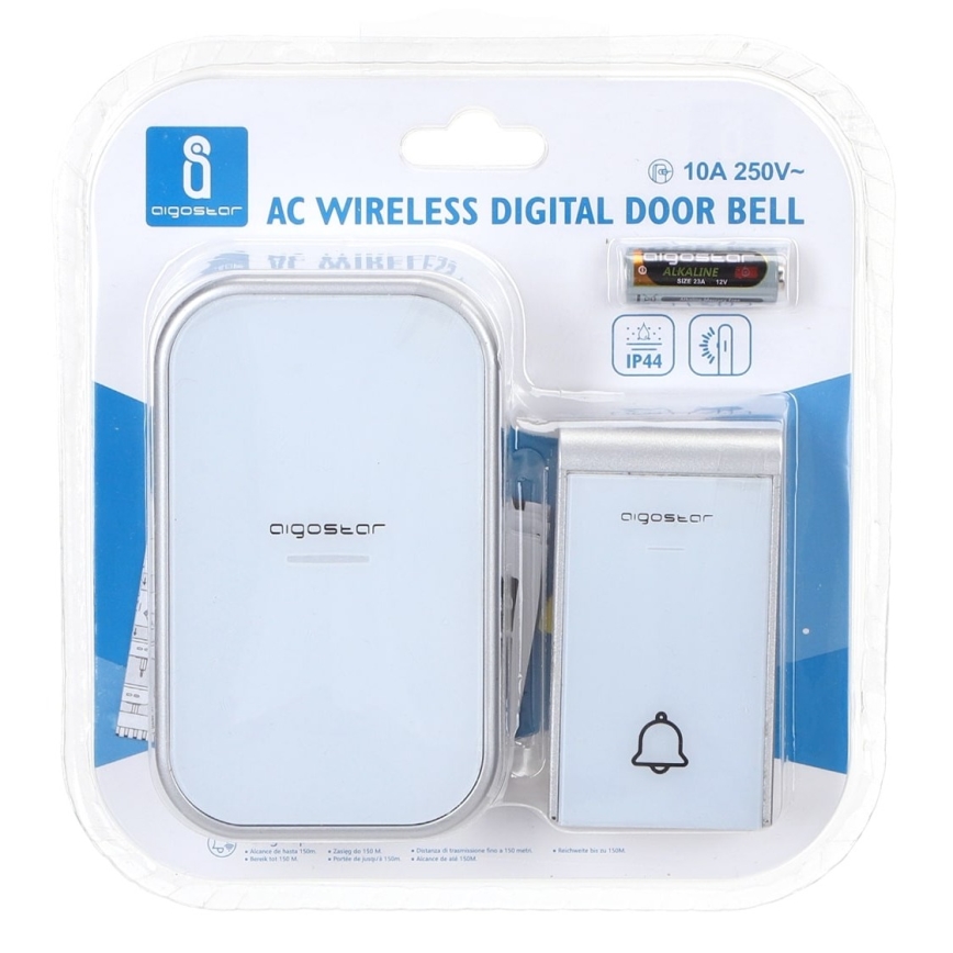 Aigostar - Sonnette sans fil à brancher 230V/12V IP44 blanc