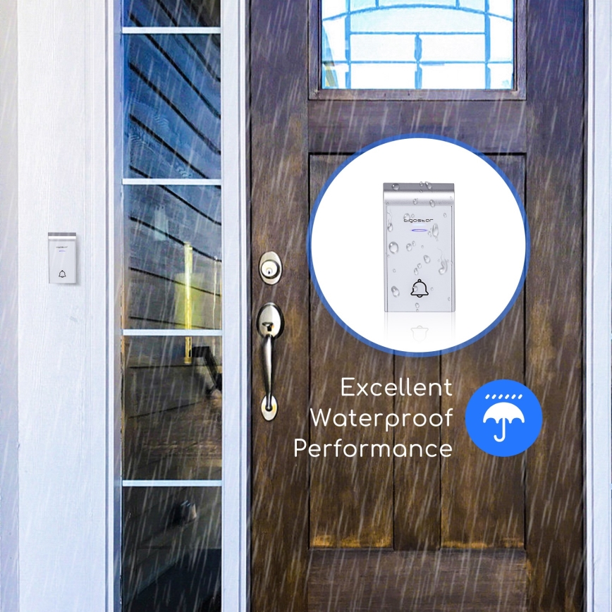 Aigostar - Carillon sans fil à brancher sur prise 230V/12V IP44 blanc