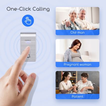 Aigostar - Sonnette sans fil à brancher sur prise 230V/12V IP44, argentée