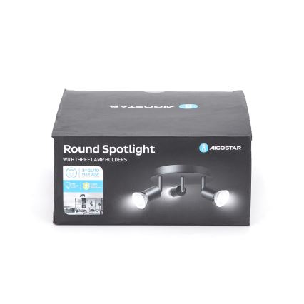 Aigostar - Spot 3xGU10/60W/230V noir