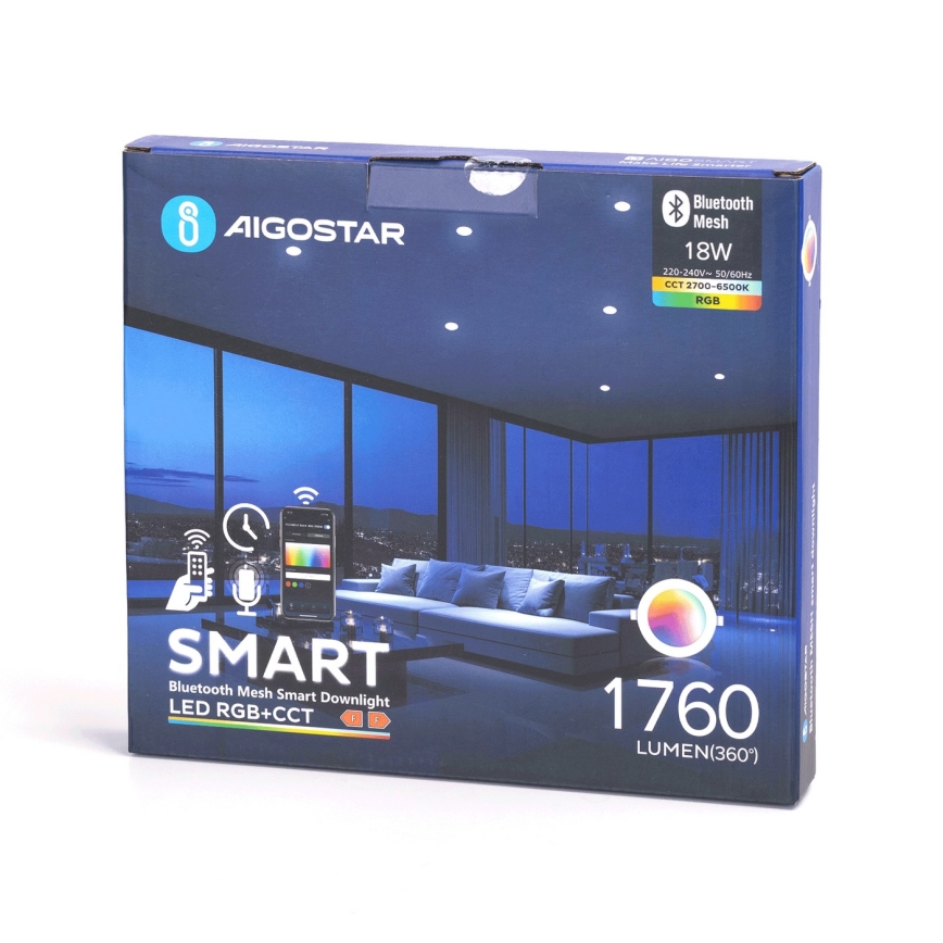 Aigostar - Spot RGBW encastrable salle de bain à intensité variable MESH Smart LED/18W/230V 2700-6500K IP44