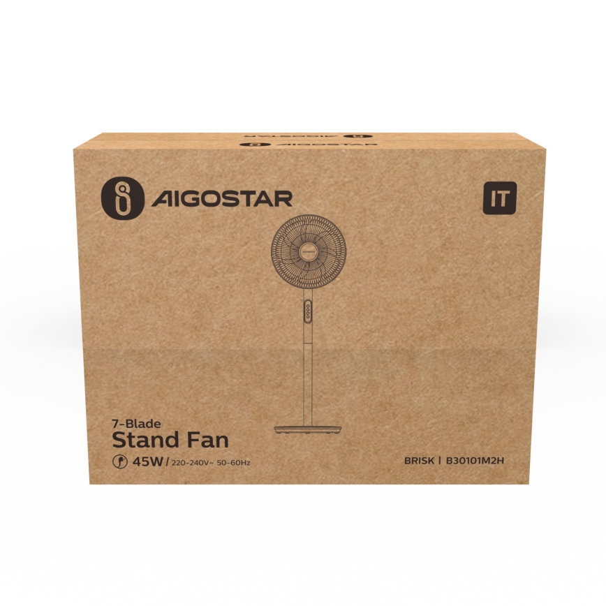 Aigostar - Staande ventilator 45W/230V 110 cm wit