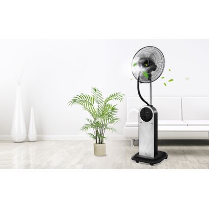 Aigostar - Staande ventilator met misteffect 95W/230V zwart/grijs + afstandsbediening