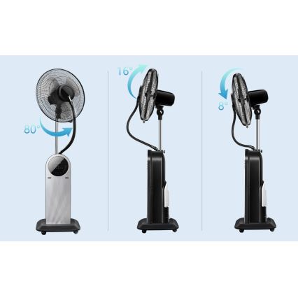 Aigostar - Staande ventilator met misteffect 95W/230V zwart/grijs + afstandsbediening