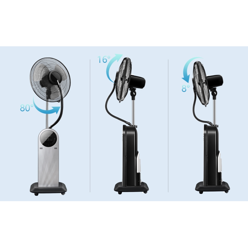 Aigostar - Staande ventilator met misteffect 95W/230V zwart/grijs + afstandsbediening