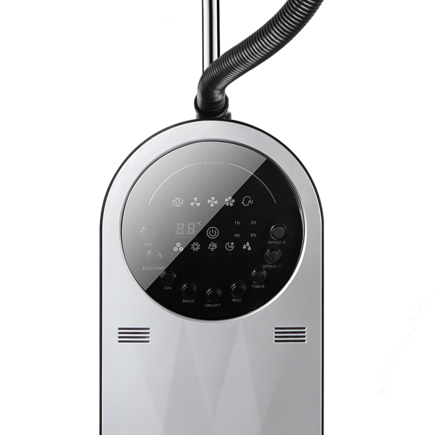 Aigostar - Staande ventilator met misteffect 95W/230V zwart/grijs + afstandsbediening