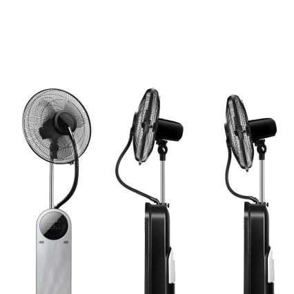 Aigostar - Staande ventilator met misteffect 95W/230V zwart/grijs + afstandsbediening