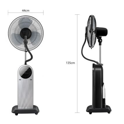 Aigostar - Staande ventilator met misteffect 95W/230V zwart/grijs + afstandsbediening