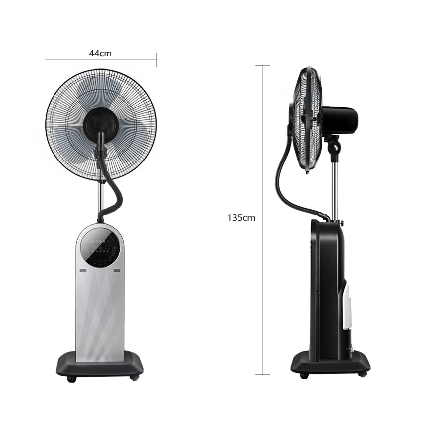 Aigostar - Staande ventilator met misteffect 95W/230V zwart/grijs + afstandsbediening