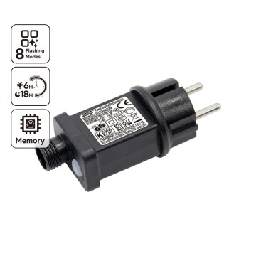 Aigostar - Stroomadapter voor buiten 9W/31V/8 functies IP44 zwart
