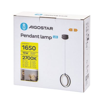 Aigostar - Suspension filaire LED/15W/230V 2700K noir