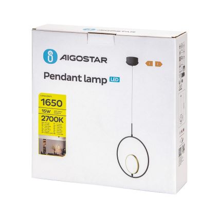 Aigostar - Suspension filaire LED/15W/230V 6500K noir/doré